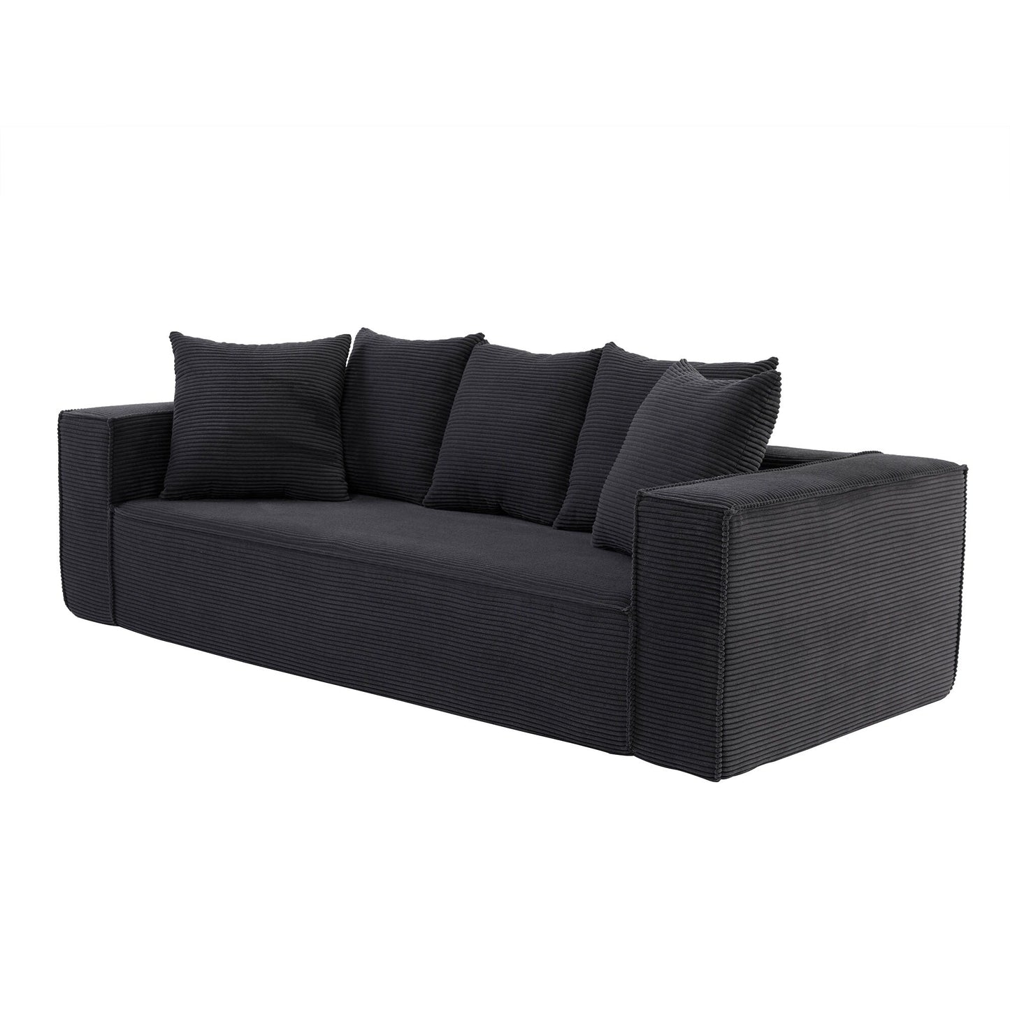 Divano a 3 posti in velluto a coste da 88,97'' con 5 cuscini, design modulare elegante per un soggiorno moderno