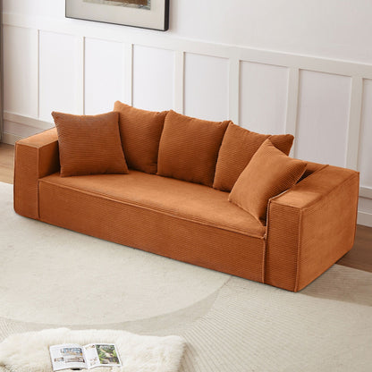 Divano a 3 posti in velluto a coste da 88,97'' con 5 cuscini, design modulare elegante per un soggiorno moderno