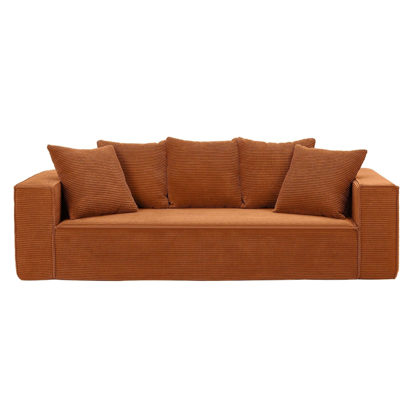 Divano a 3 posti in velluto a coste da 88,97'' con 5 cuscini, design modulare elegante per un soggiorno moderno