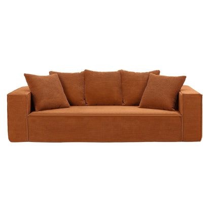 Divano a 3 posti in velluto a coste da 88,97'' con 5 cuscini, design modulare elegante per un soggiorno moderno