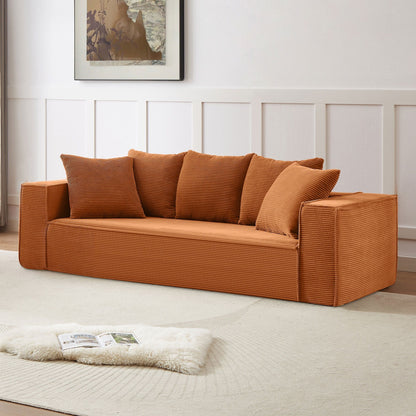 Divano a 3 posti in velluto a coste da 88,97'' con 5 cuscini, design modulare elegante per un soggiorno moderno