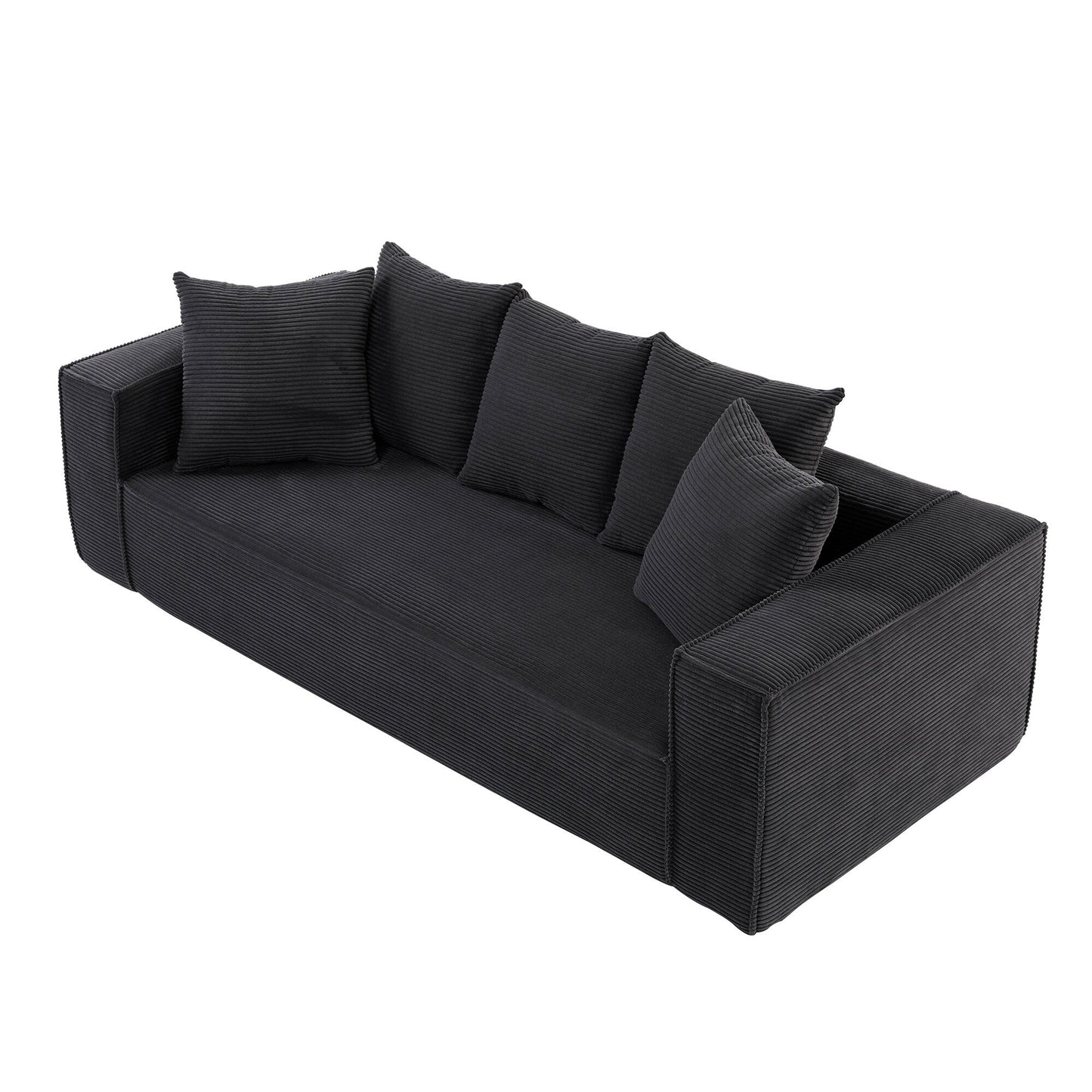 Divano a 3 posti in velluto a coste da 88,97'' con 5 cuscini, design modulare elegante per un soggiorno moderno
