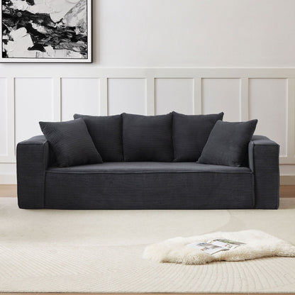 Divano a 3 posti in velluto a coste da 88,97'' con 5 cuscini, design modulare elegante per un soggiorno moderno