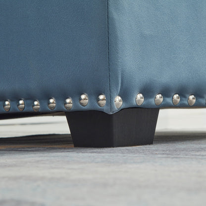 Divano letto trasformabile da 88'' a 3 posti con chaise longue contenitore, letto estraibile, finiture con borchie