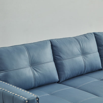 Divano trasformabile in microfibra da 88'' con letto estraibile e chaise longue contenitore