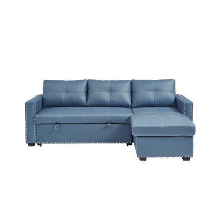 Divano letto trasformabile in microfibra da 88'' a 3 posti con chaise longue contenitore, letto estraibile e cuscino in spugna di alta qualità