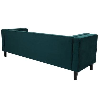 Divano a 3 posti in velluto con bottoni, gambe in legno e struttura in legno massello essiccato in forno, per soggiorno, 89,75 €