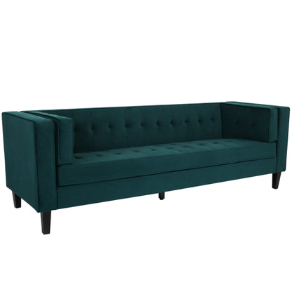 Divano a 3 posti in velluto con bottoni, gambe in legno e struttura in legno massello essiccato in forno, per soggiorno, 89,75 €