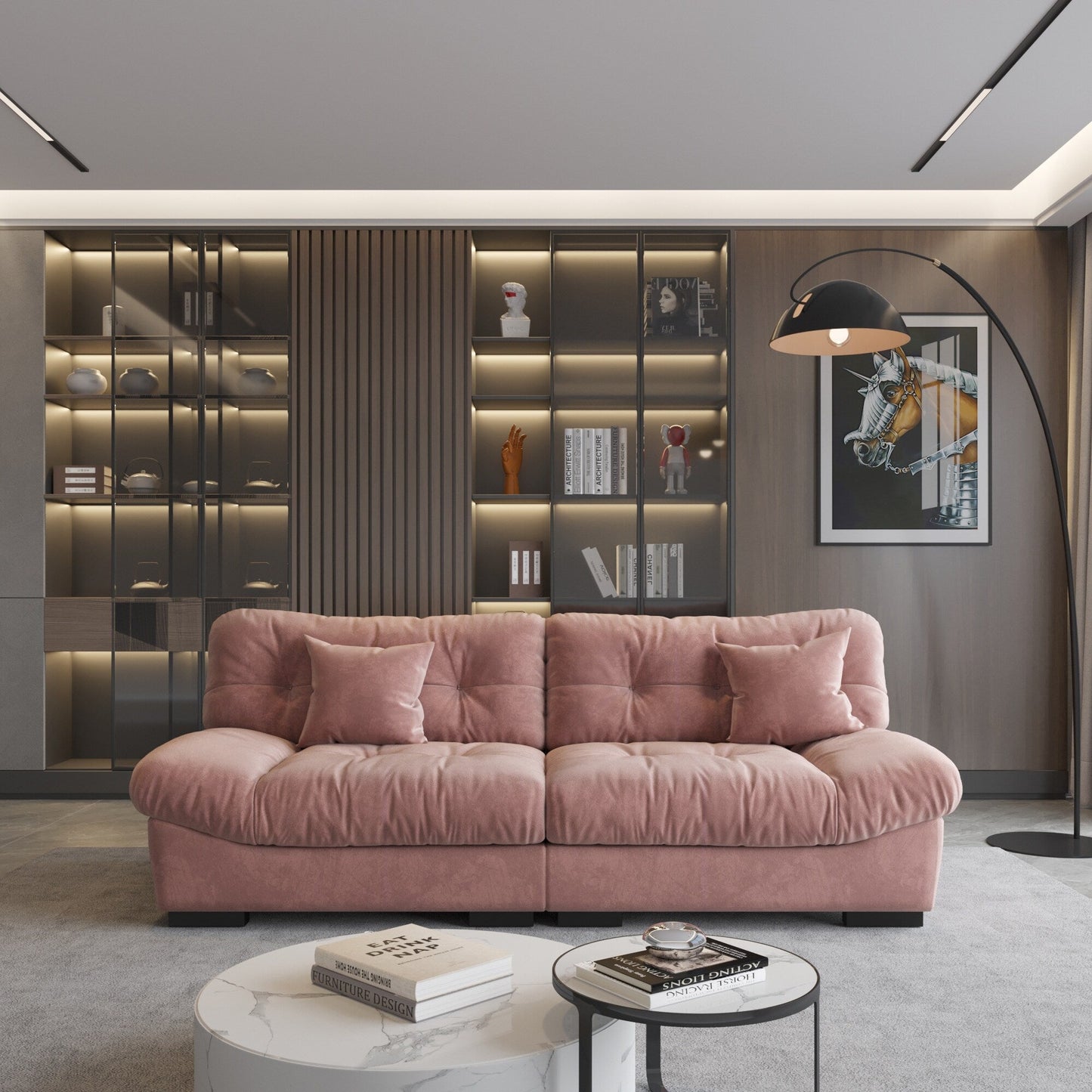 89 divani componibili Fluffy Cloud, divani moderni e minimalisti con due cuscini