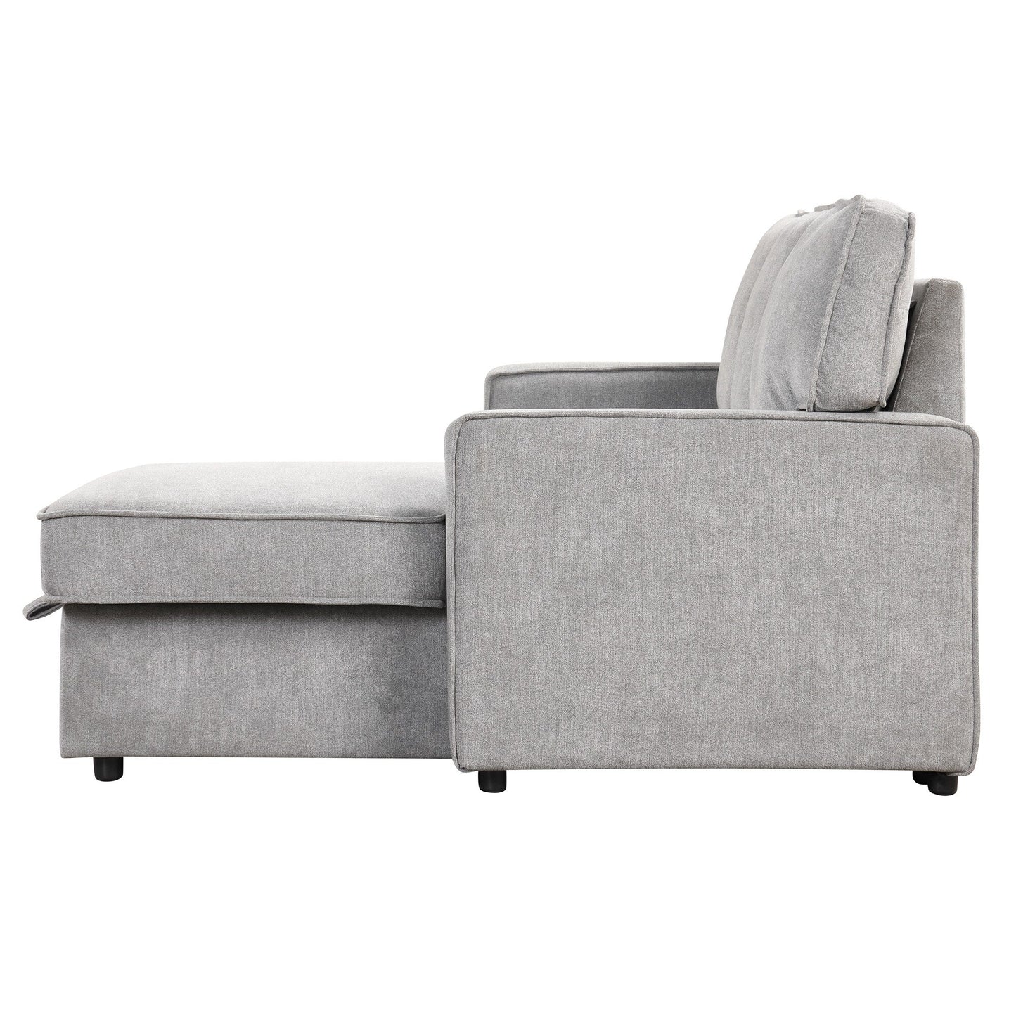 Divano letto a 3 posti in poliestere da 89'' con letto estraibile, porta USB, pouf contenitore e portabicchieri integrati