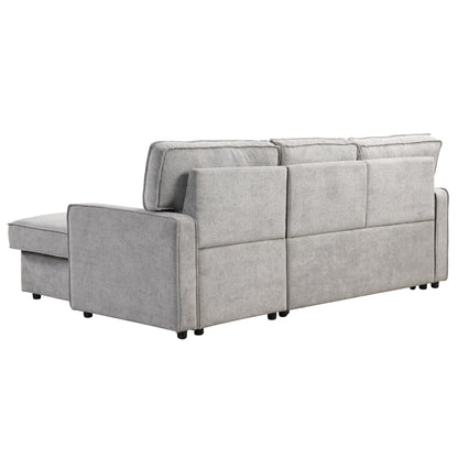 Divano letto in poliestere da 89'', 3 posti con pouf contenitore, letto estraibile, porta di ricarica USB e portabicchieri