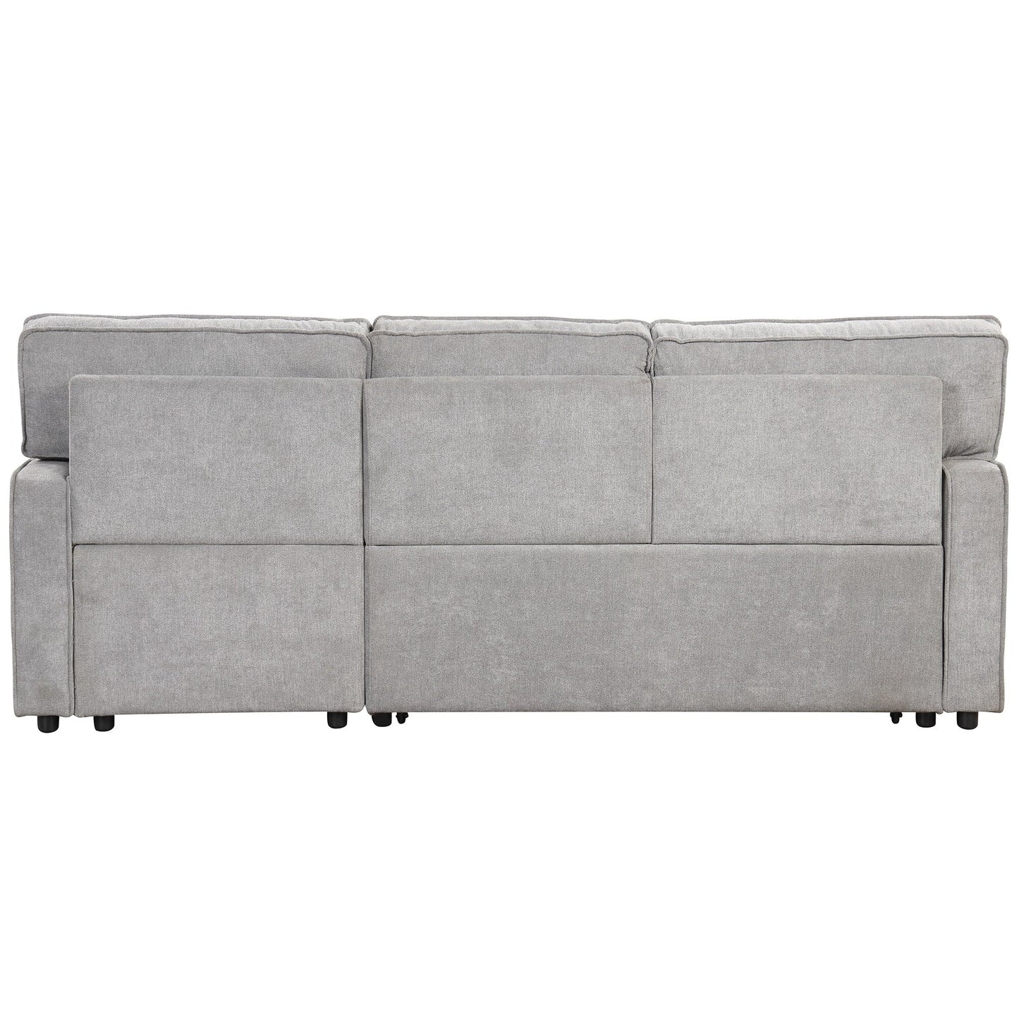 Divano letto in poliestere da 89'', 3 posti con pouf contenitore, letto estraibile, porta di ricarica USB e portabicchieri