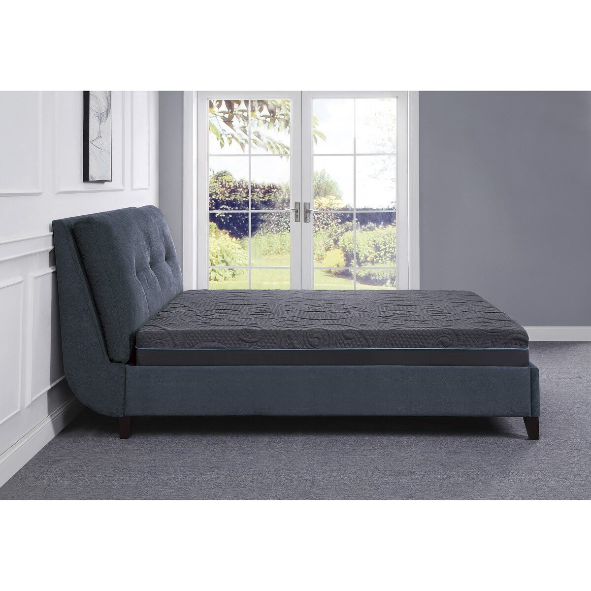 Materasso ibrido in memory foam con infusione di gel per letto matrimoniale, 8 posti, grigio scuro, materasso in una scatola, materasso dal comfort rigido