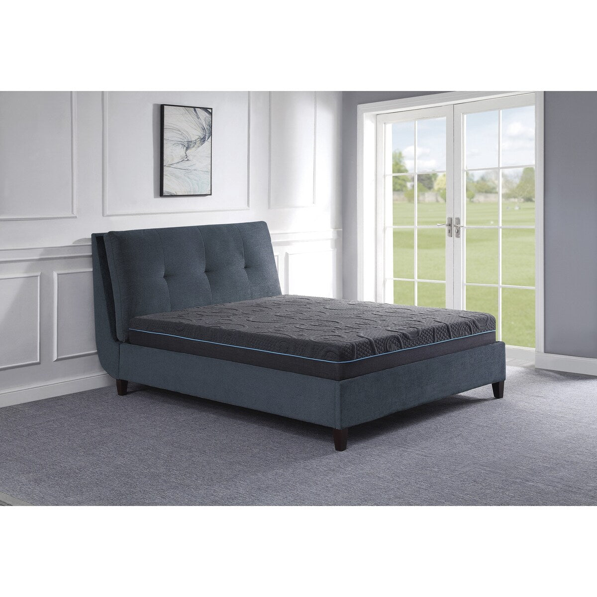 Materasso ibrido in memory foam con infusione di gel per letto matrimoniale, 8 posti, grigio scuro, materasso in una scatola, materasso dal comfort rigido