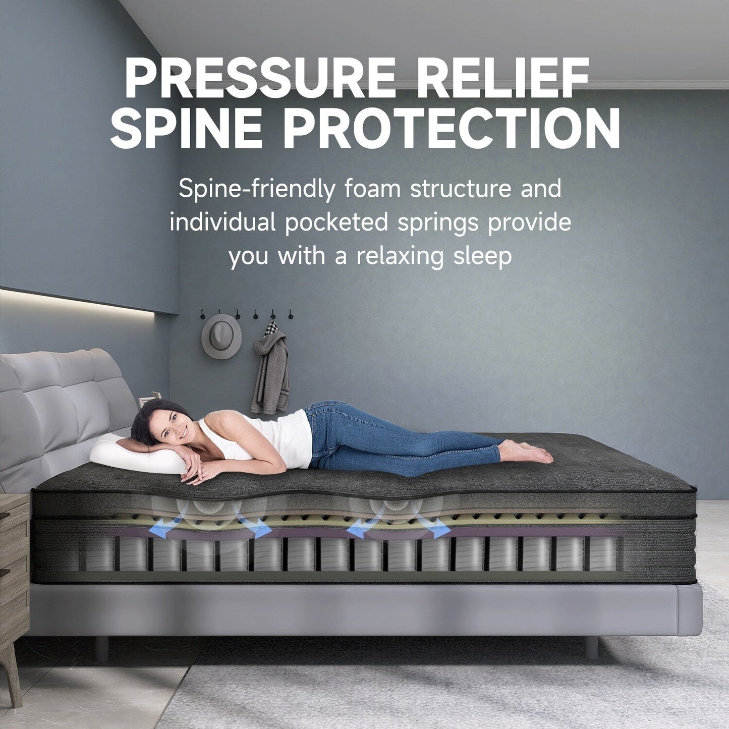 8 Materasso ibrido in memory foam medio con molle insacchettate
