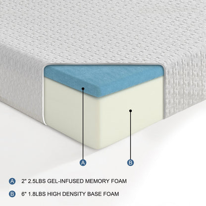 Materasso Queen Size traspirante in memory foam Cool Gel, bianco, materasso in scatola, materasso comfort rigido