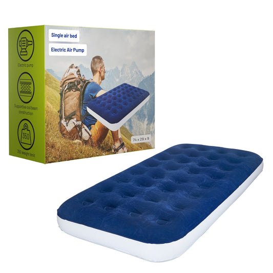 Materasso ad aria resistente da 9 pollici con tecnologia Comfort Coil e pompa ad alta capacità, ideale per campeggio, casa e viaggi portatili.