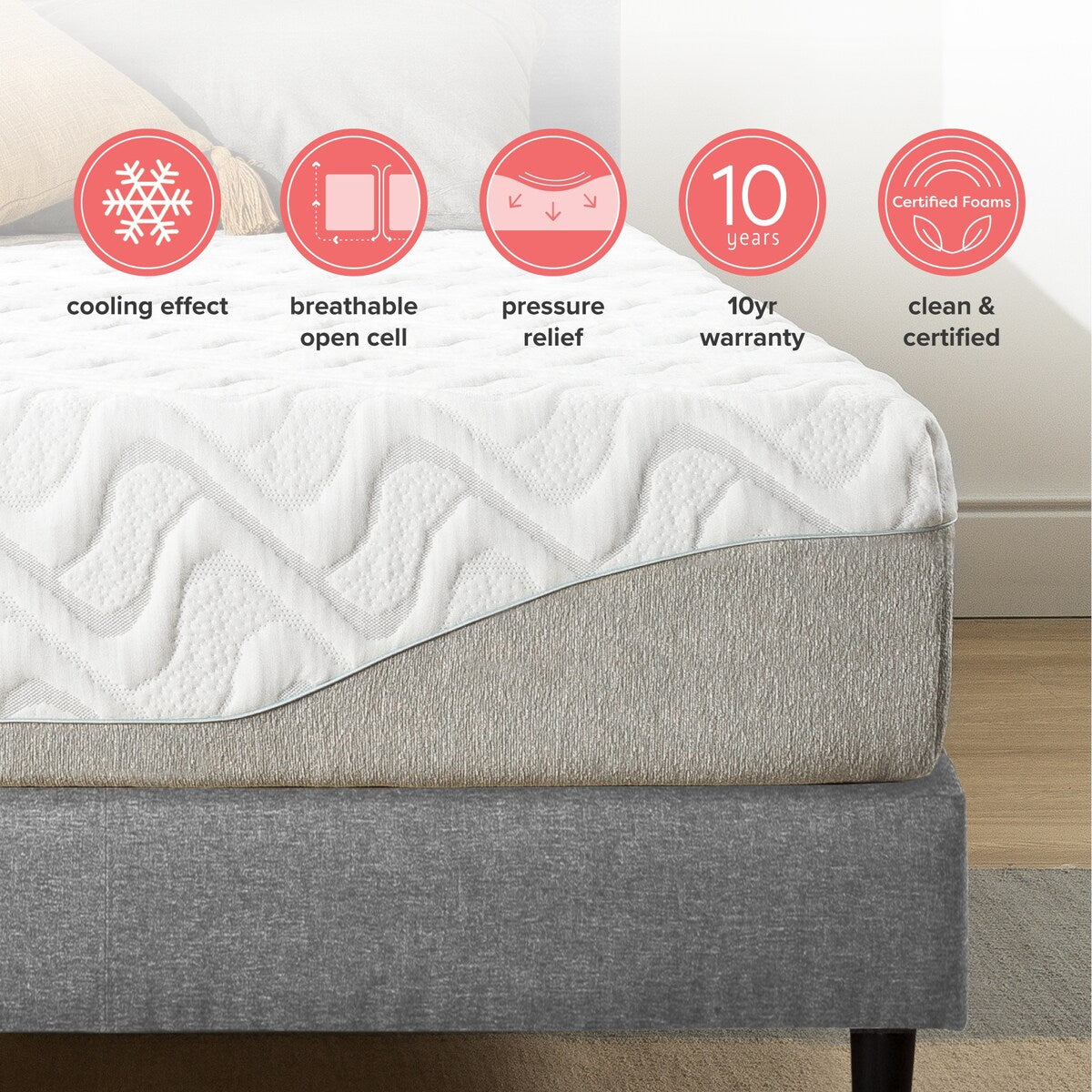 Materasso in memory foam gel da 9 pollici di Crown Comfort
