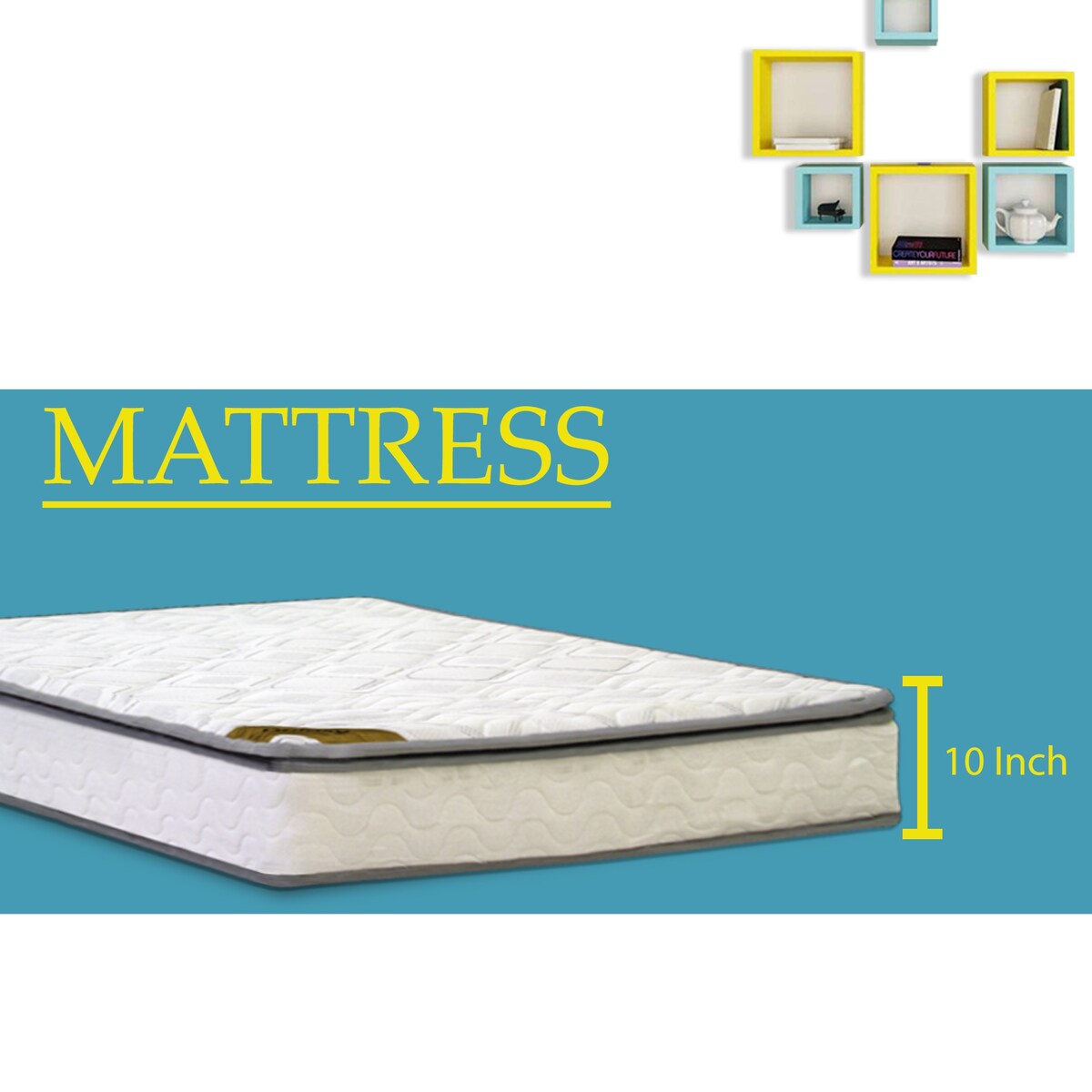 Materasso a molle insacchettate con rivestimento in schiuma semirigida da 9 pollici e set boxspring a basso profilo da 4 pollici con struttura in legno.