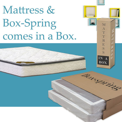 Materasso a molle insacchettate con rivestimento in schiuma semirigida da 9 pollici e set boxspring a basso profilo da 4 pollici con struttura in legno.