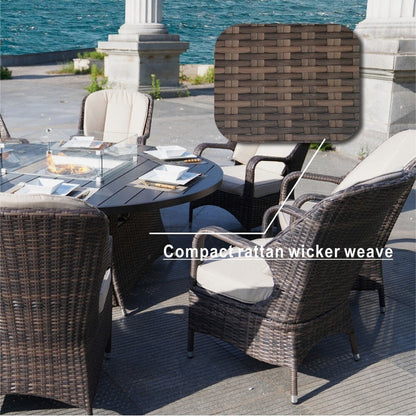 Set da pranzo con braciere rotondo in vimini Ellington da 9 pezzi - N/D