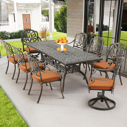 Set da pranzo per esterni da 9 pezzi con 1 tavolo + 8 sedie, set da esterno in alluminio resistente alle intemperie per patio, cortile, giardino
