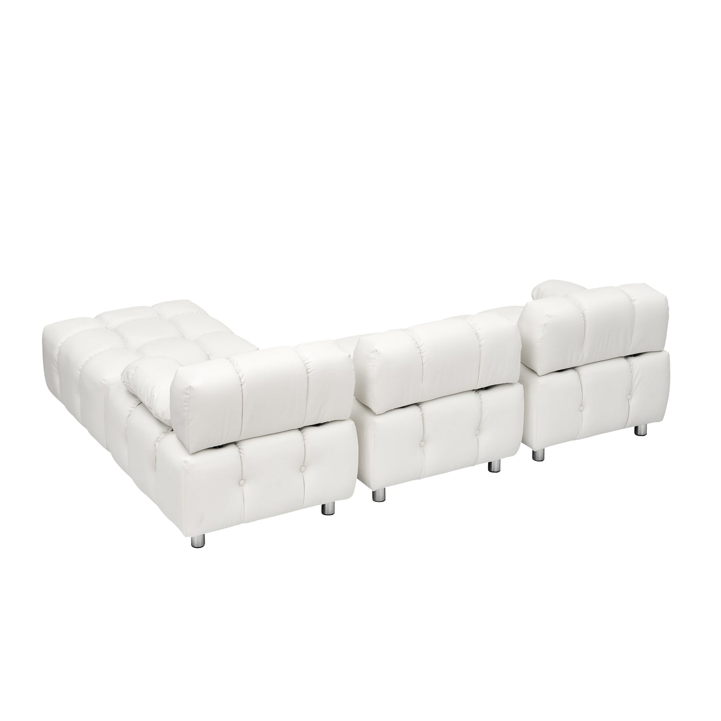 Divano pieghevole in tessuto tecnico moderno bianco da 90,6 pollici, impermeabile, antimacchia, a 3 posti con gambe in metallo