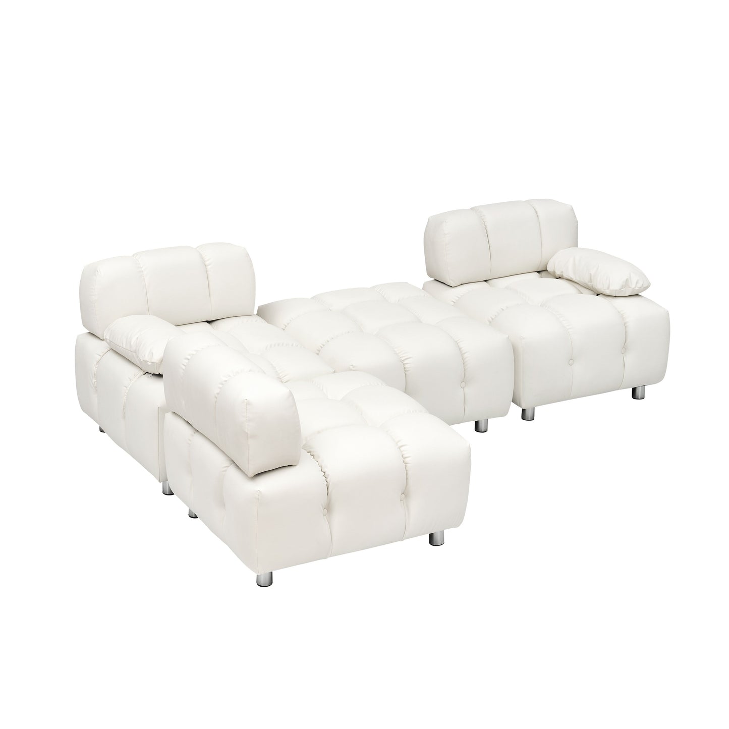 Divano pieghevole in tessuto tecnico moderno bianco da 90,6 pollici, impermeabile, antimacchia, a 3 posti con gambe in metallo