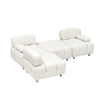 Divano pieghevole in tessuto tecnico moderno bianco da 90,6 pollici, impermeabile, antimacchia, a 3 posti con gambe in metallo