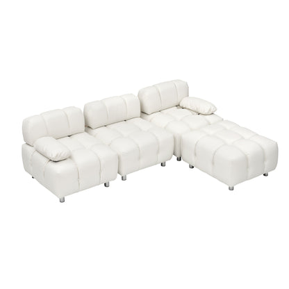 Divano pieghevole in tessuto tecnico moderno bianco da 90,6 pollici, impermeabile, antimacchia, a 3 posti con gambe in metallo