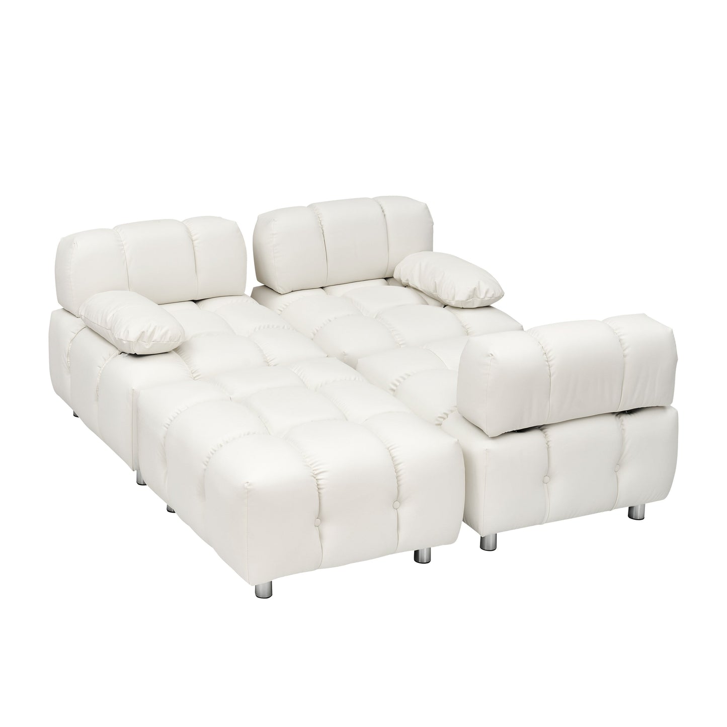 Divano pieghevole in tessuto tecnico moderno bianco da 90,6 pollici, impermeabile, antimacchia, a 3 posti con gambe in metallo