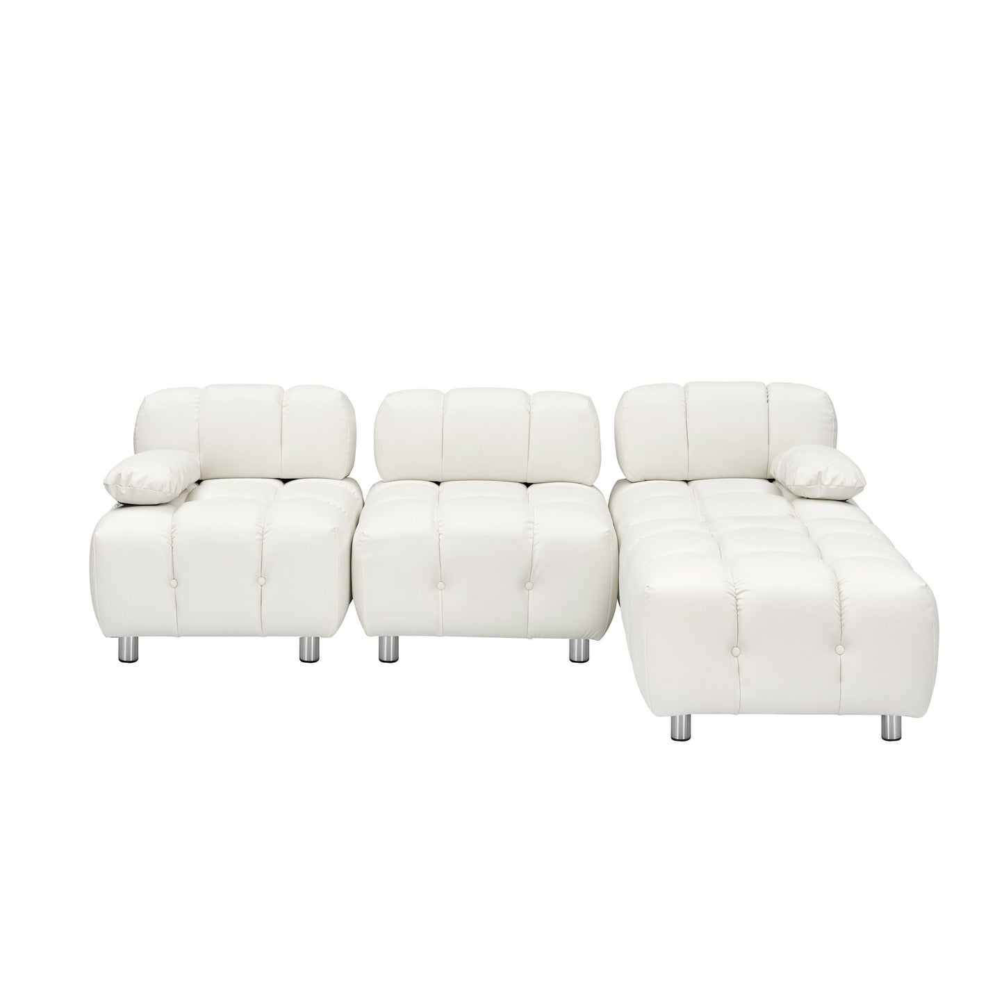 Divano pieghevole in tessuto tecnico moderno bianco da 90,6 pollici, impermeabile, antimacchia, a 3 posti con gambe in metallo
