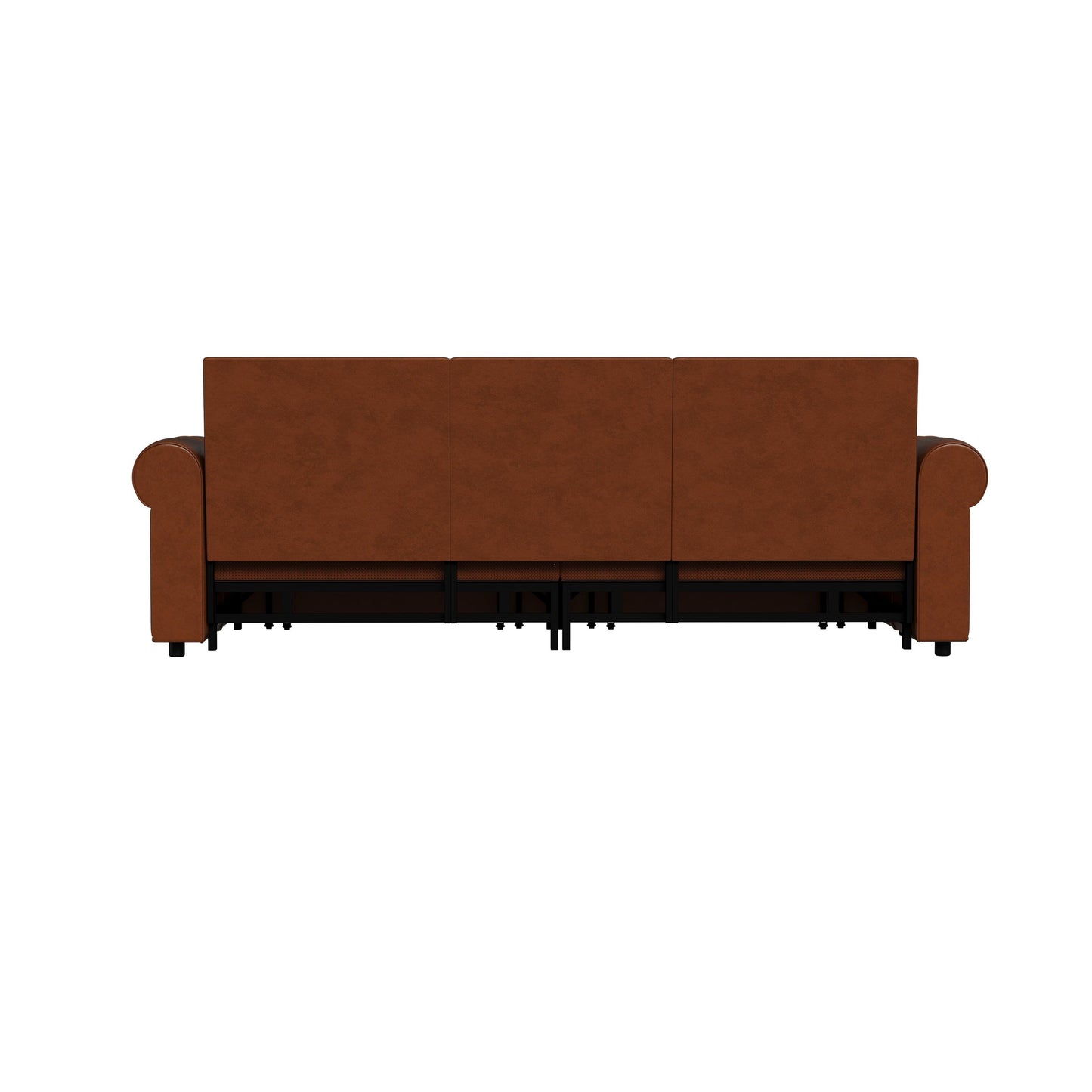 Divano letto a 3 posti in similpelle con chaise longue, stile retrò, con finiture a rivetto, 93,70