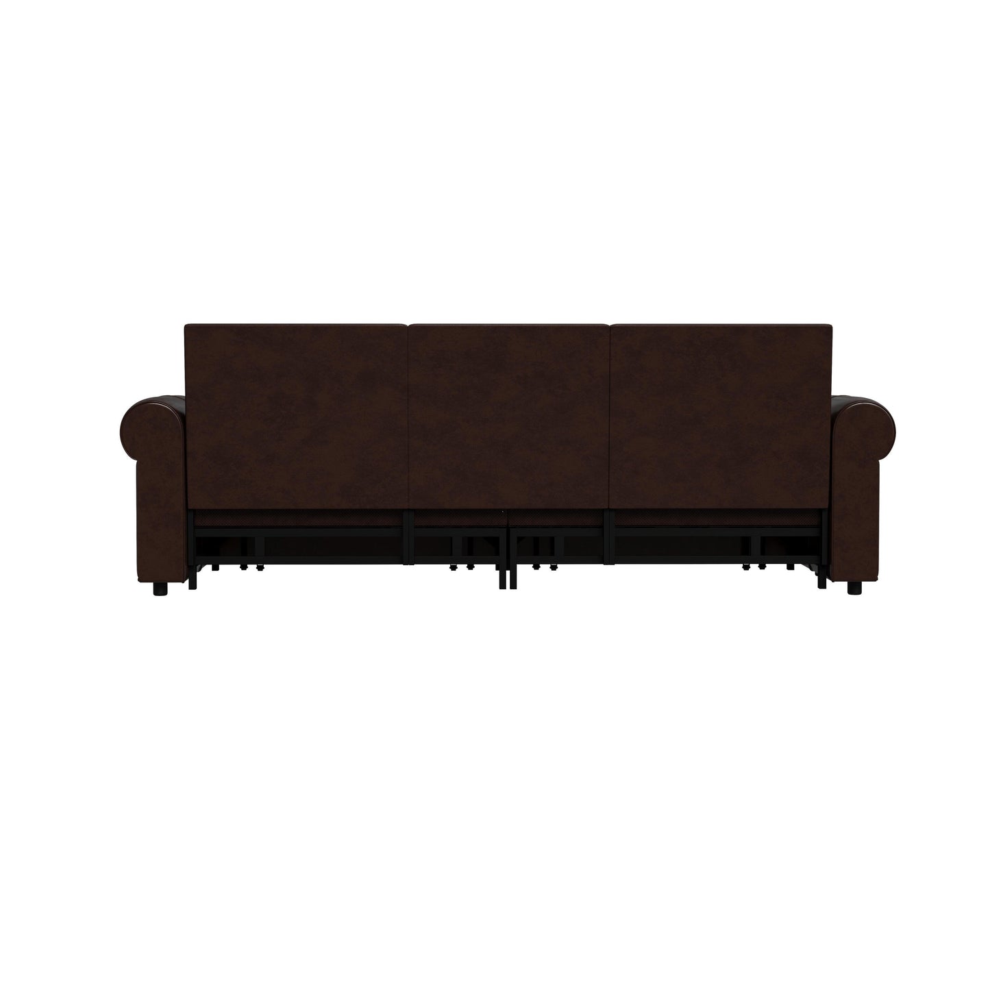 Divano letto a 3 posti in similpelle con chaise longue, stile retrò, con finiture a rivetto, 93,70