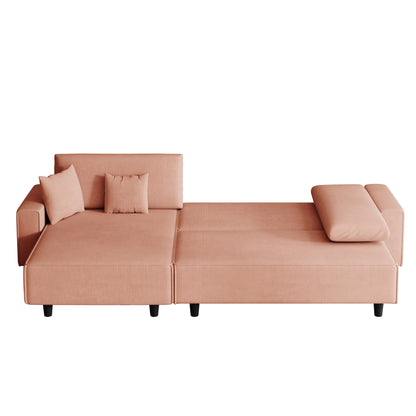 Divano letto convertibile in velluto a coste da 93'' a 3 posti con chaise longue regolabile, due cuscini e spazio di archiviazione - Design salvaspazio
