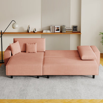 Divano letto convertibile in velluto a coste da 93'' a 3 posti con chaise longue regolabile, due cuscini e spazio di archiviazione - Design salvaspazio