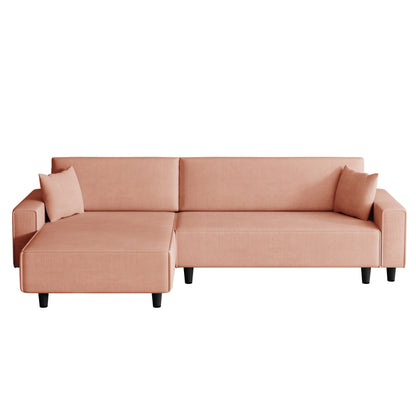 Divano letto convertibile in velluto a coste da 93'' a 3 posti con chaise longue regolabile, due cuscini e spazio di archiviazione - Design salvaspazio