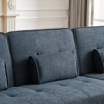 Divano trasformabile in lino da 94,5'' a 3 posti: chaise longue destra, imbottitura in schiuma, borsa organizer e braccioli quadrati
