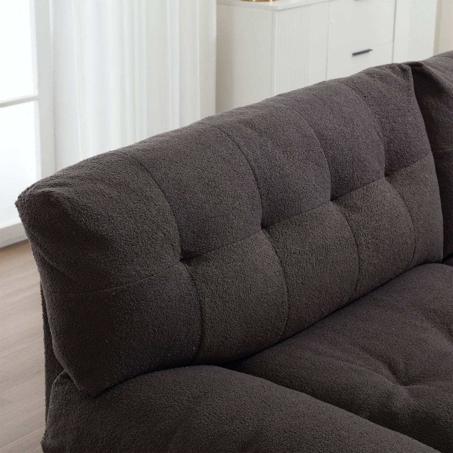 Divano a 2 posti in tessuto da 96,46'' con comodo design imbottito e stile nuvola, piedini in plastica, per soggiorno e appartamento