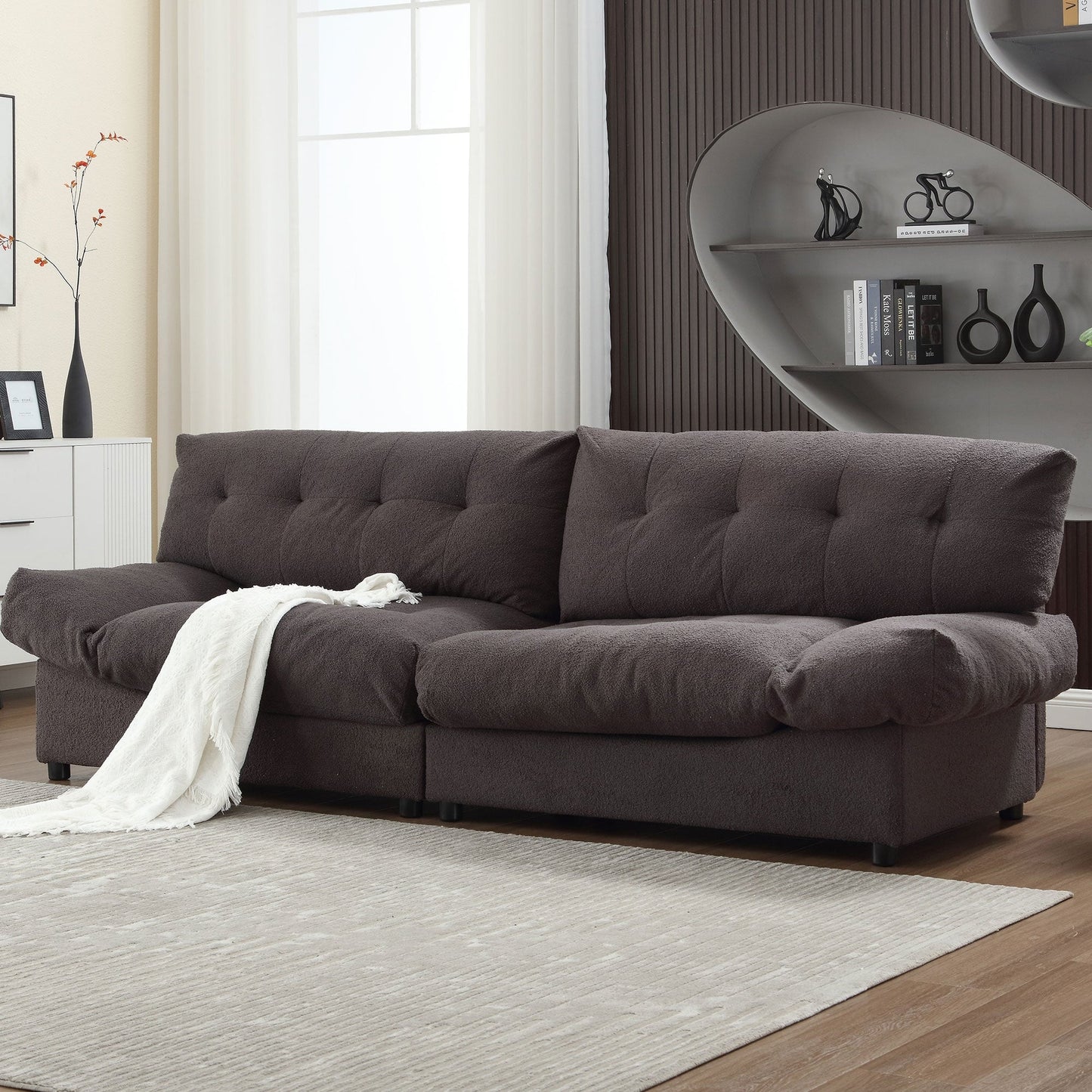 Divano a 2 posti in tessuto da 96,46'' con comodo design imbottito e stile nuvola, piedini in plastica, per soggiorno e appartamento