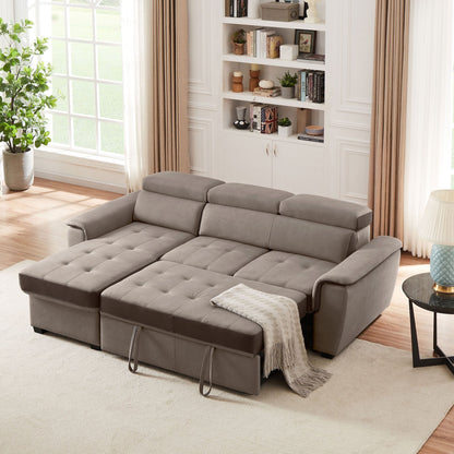 Divano letto largo 96 con chaise longue reversibile e letto estraibile