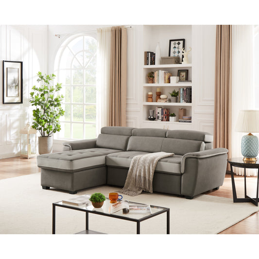 Divano letto largo 96 con chaise longue reversibile e letto estraibile