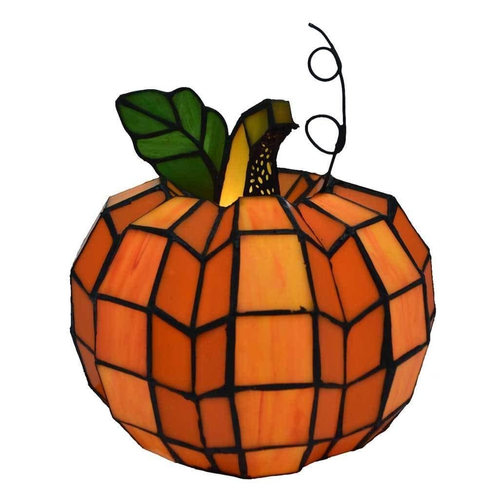 Lampada decorativa in vetro colorato Patch the Pumpkin 9 H - 8,25 L x 8,25 W x 9 H
