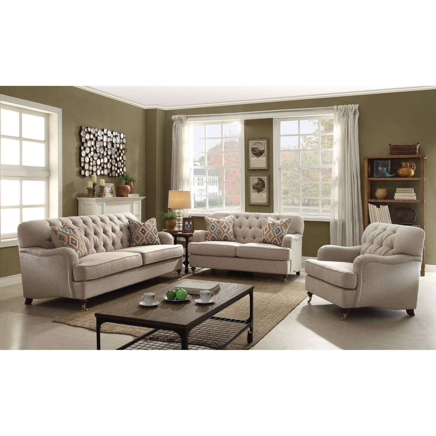 Divano ACME Alianza (con 2 cuscini) in tessuto beige
