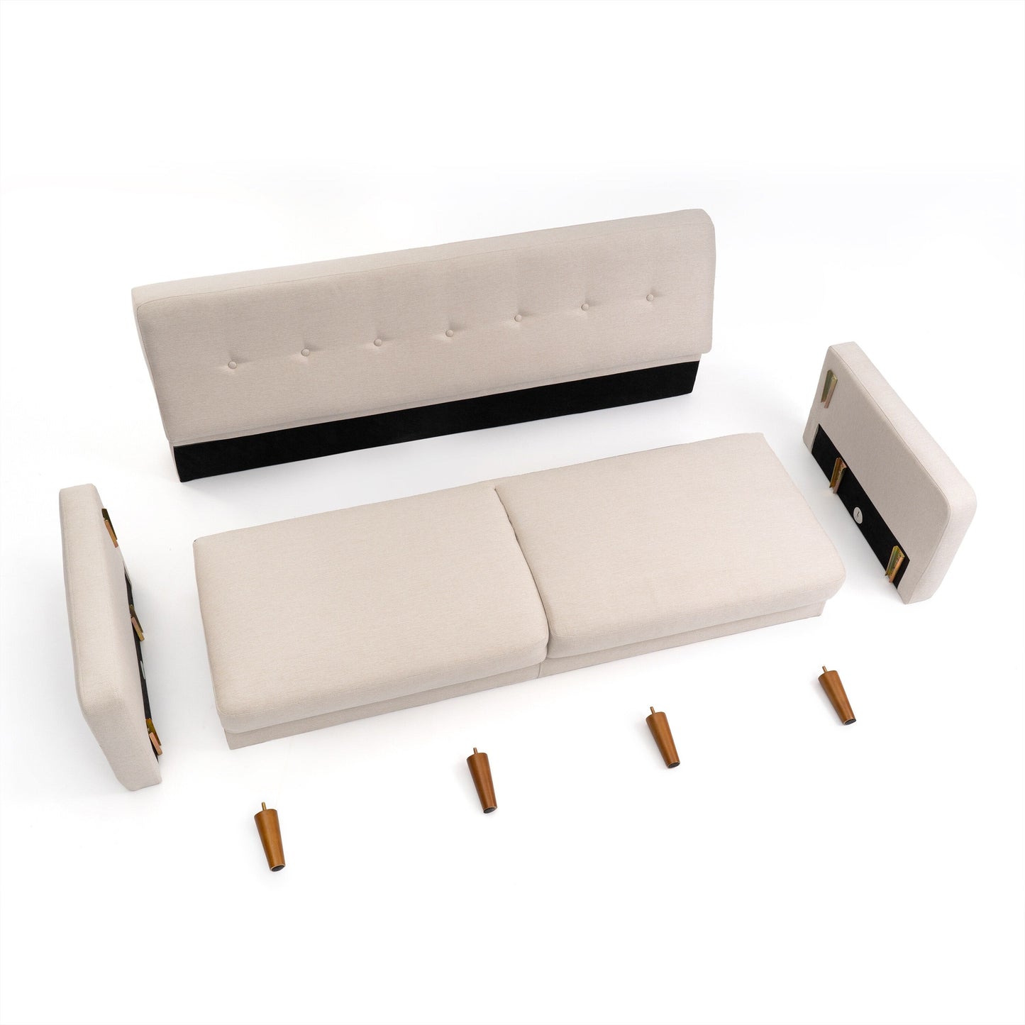 Divano moderno in lino trapuntato ADAIR con tasche sui braccioli di Crown Comfort