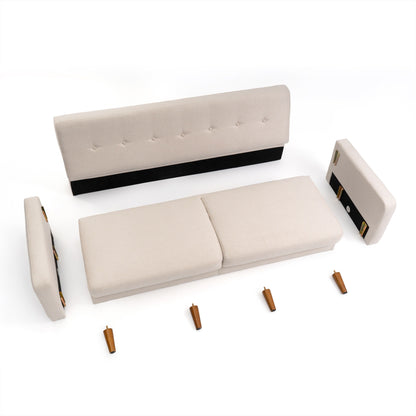 Divano moderno in lino trapuntato ADAIR con tasche sui braccioli di Crown Comfort
