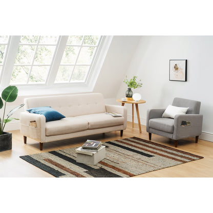 Divano moderno in lino trapuntato ADAIR con tasche sui braccioli di Crown Comfort
