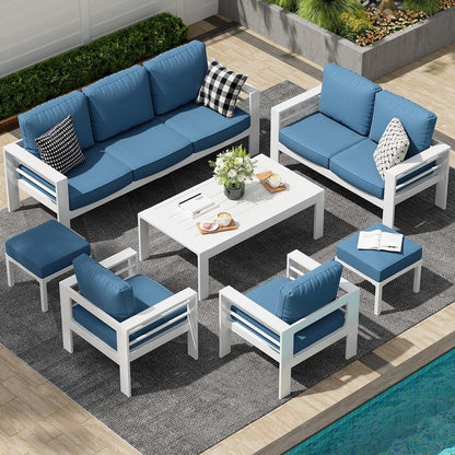 AECOJOY Set di mobili da giardino in alluminio da 7 pezzi, set da conversazione all'aperto