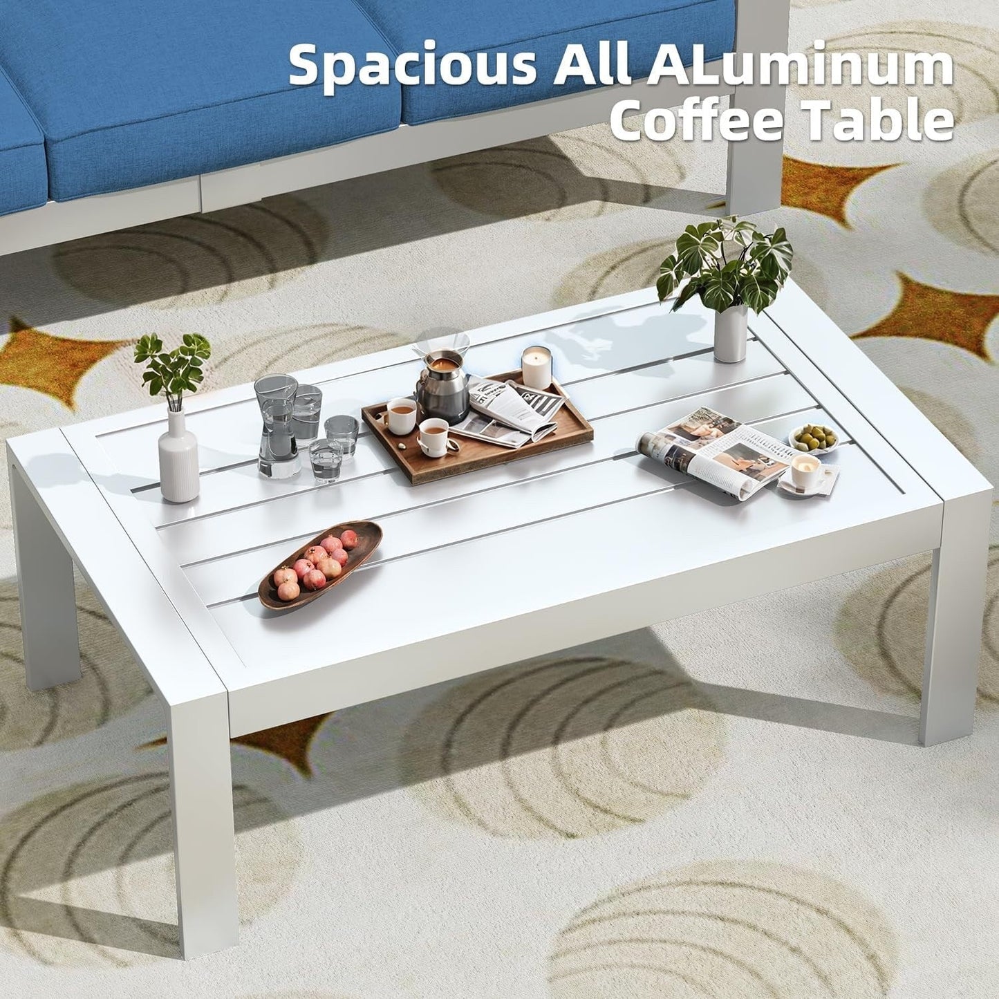 AECOJOY Set di mobili da giardino in alluminio da 7 pezzi, set da conversazione all'aperto