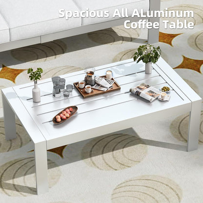 AECOJOY Set di mobili da giardino in alluminio da 7 pezzi, set da conversazione all'aperto